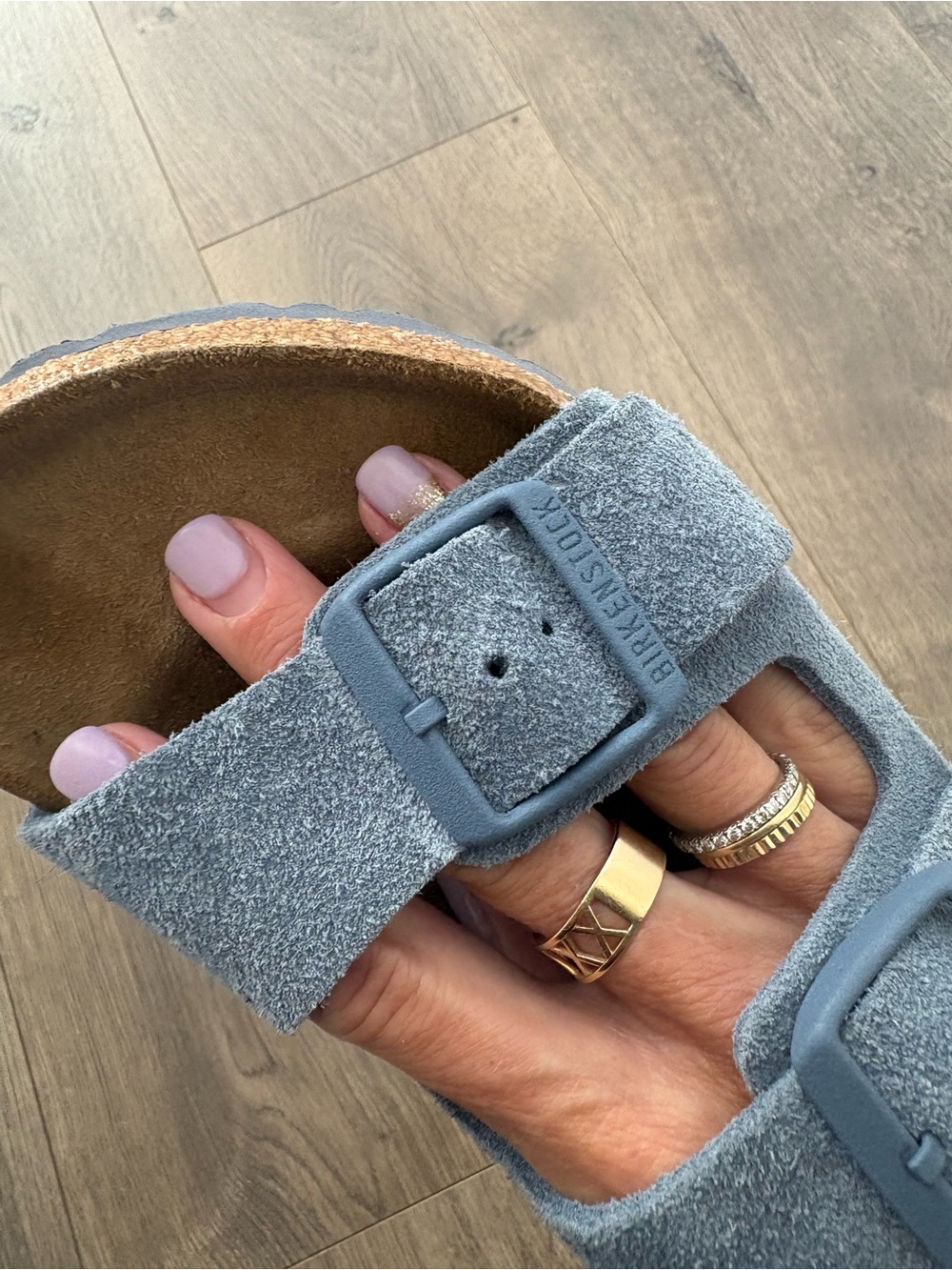Birkenstock Arizona Suede Double-Strap Sandals in Light Blue - Picture 4 of 9